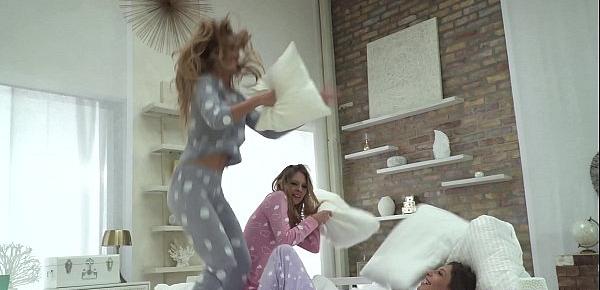  Pillow fight and lesbian anal sex